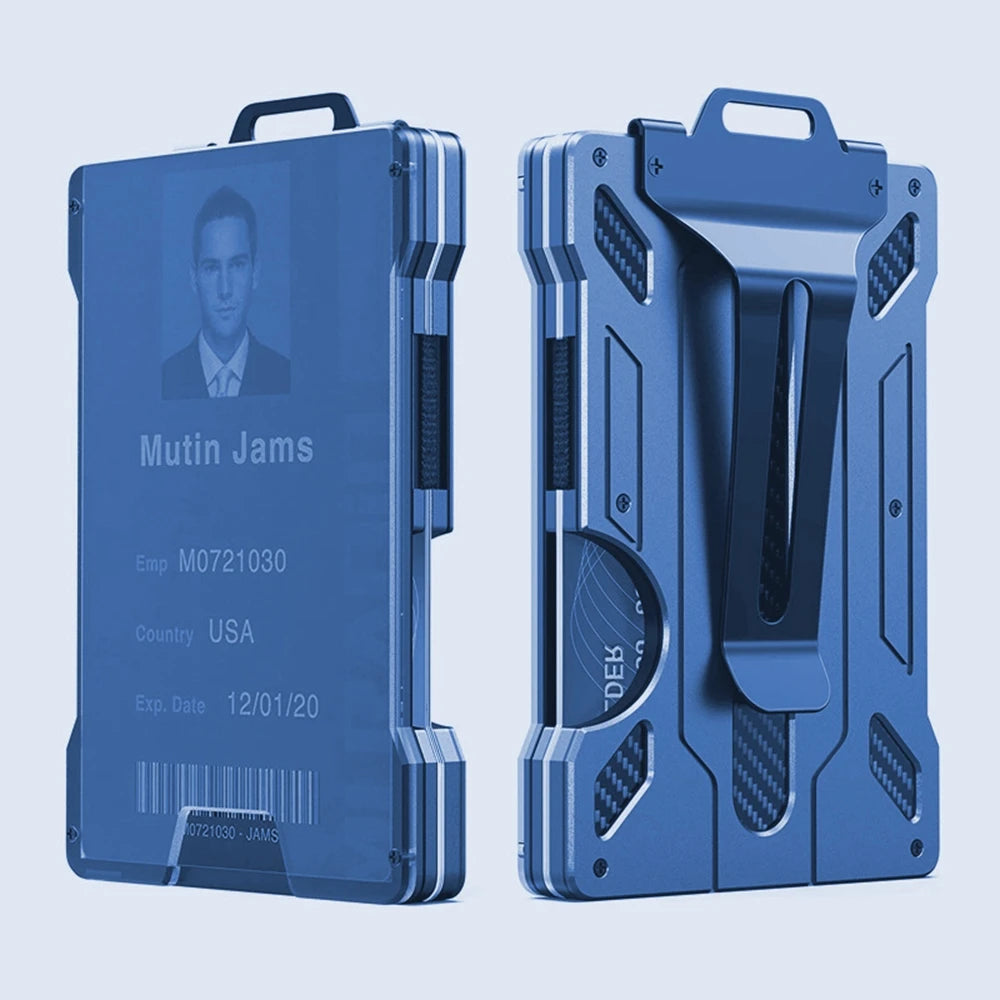 Slim Aluminum RFID Blocking Wallet with ID Window and Money Clip