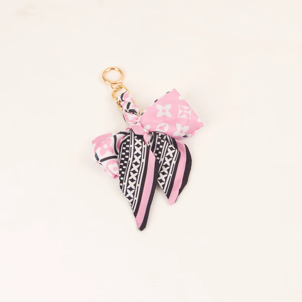 Chic Silk Bow Keychain with Ribbon Charm