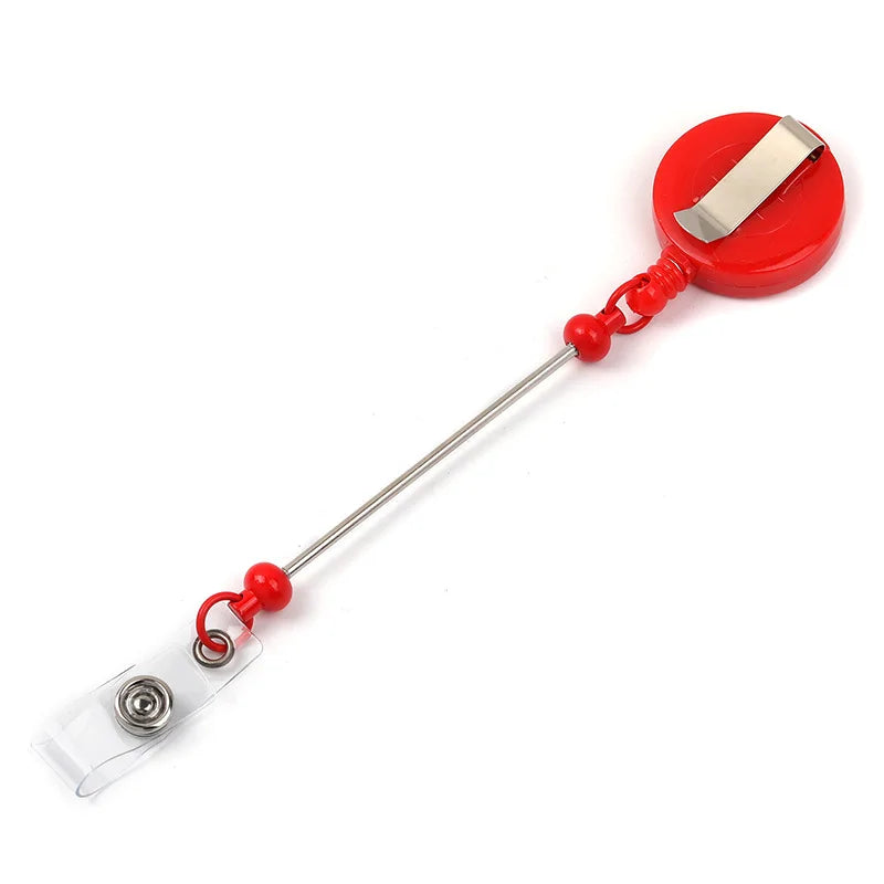 Llavero retráctil con cuentas y barra decorativa personalizable