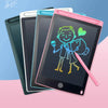 A stack of four 12-inch LCD writing tablets in black, white, blue, and pink, with a drawing of a boy and a heart on the top t