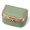 Genuine Leather Kiss Lock Coin Purse with Key Ring