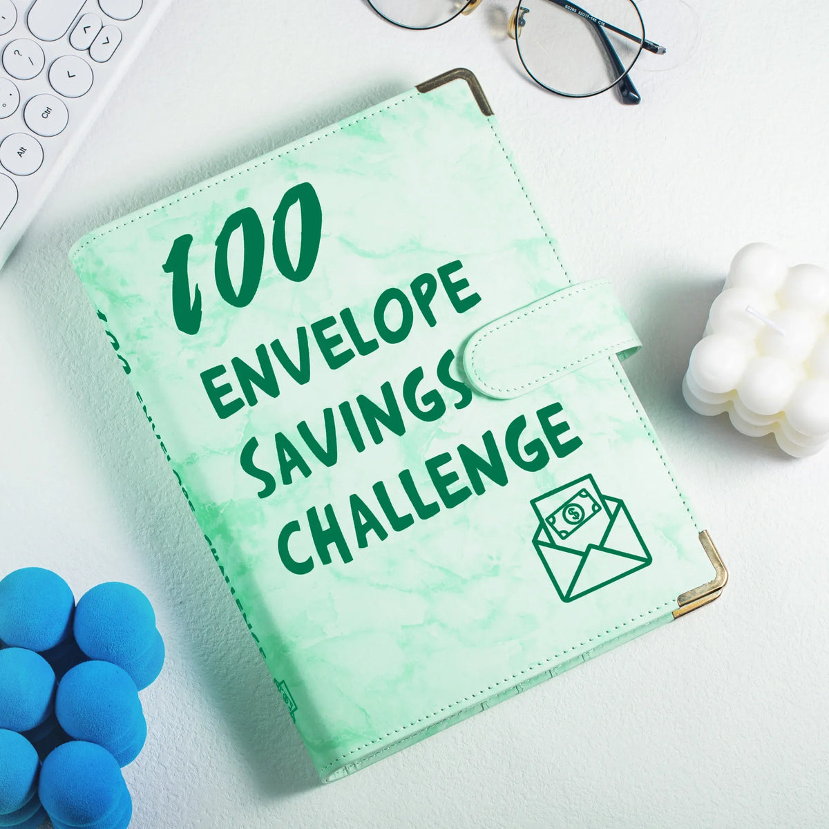 Marble A5 Savings Challenge Binder with 100 Cash Envelopes