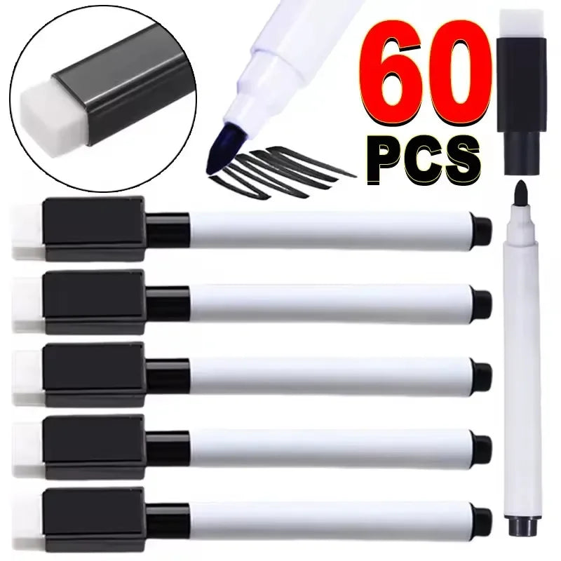 Dry Erase Markers with Built-in Eraser Cap