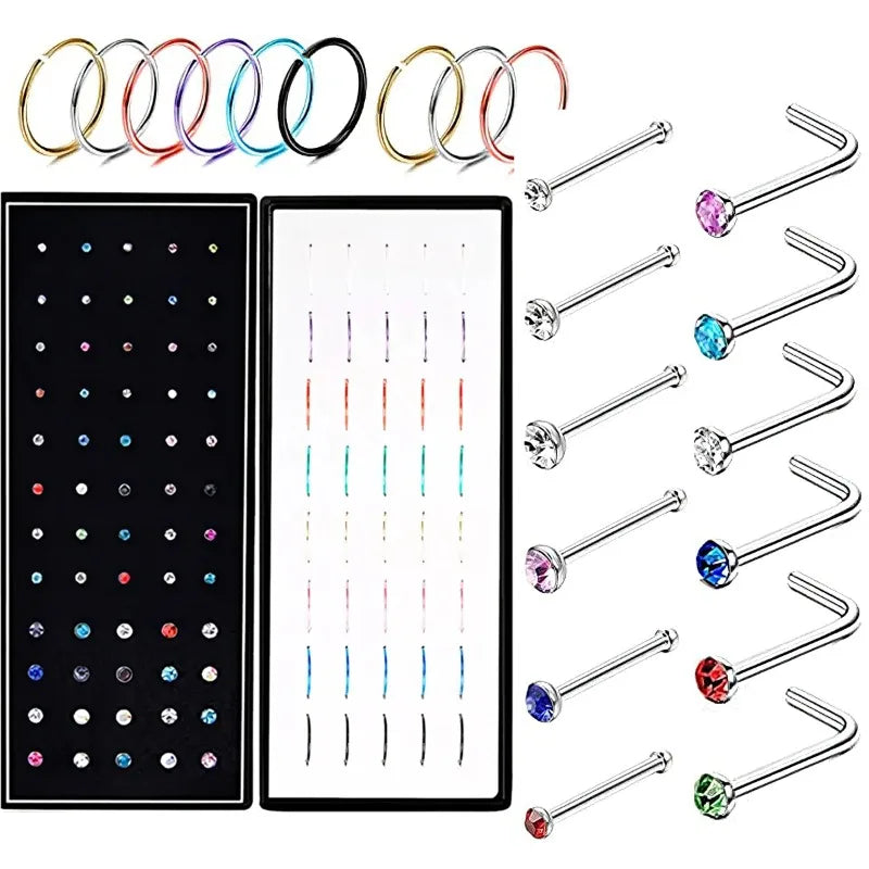 Ensemble de Piercings de Nez en Acier Inoxydable Géométrique