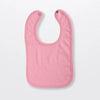 A pink cotton bandana bib for babies shown against a white background.