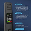 A black portable digital breathalyzer device shown with a user interface displaying a test result.