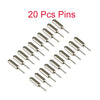 A set of 20 metal pins or extractor pins laid out for sale.