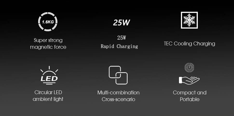 Magnetic Wireless Charger with Semiconductor Cooling and RGB Lights