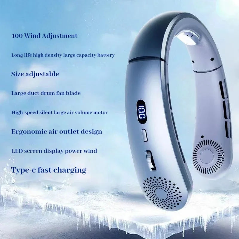 Bladeless Neck Fan with LED Light