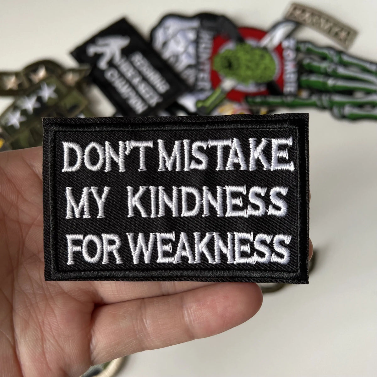 Tactical Military Iron-On Patch with Slogan – Embroidered Badge for DIY Clothing
