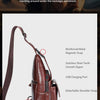 Men's Genuine Leather Sling Backpack with USB Charging Port