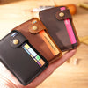 Vintage Leather Slim Card Holder with Snap Closure