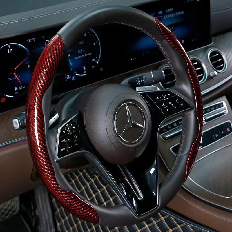Carbon Fiber Style Microfiber Leather Steering Wheel Cover