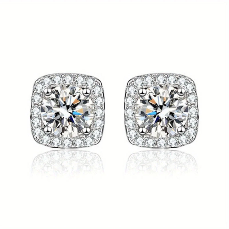 Silver-Tone Cubic Zirconia Stud Earrings