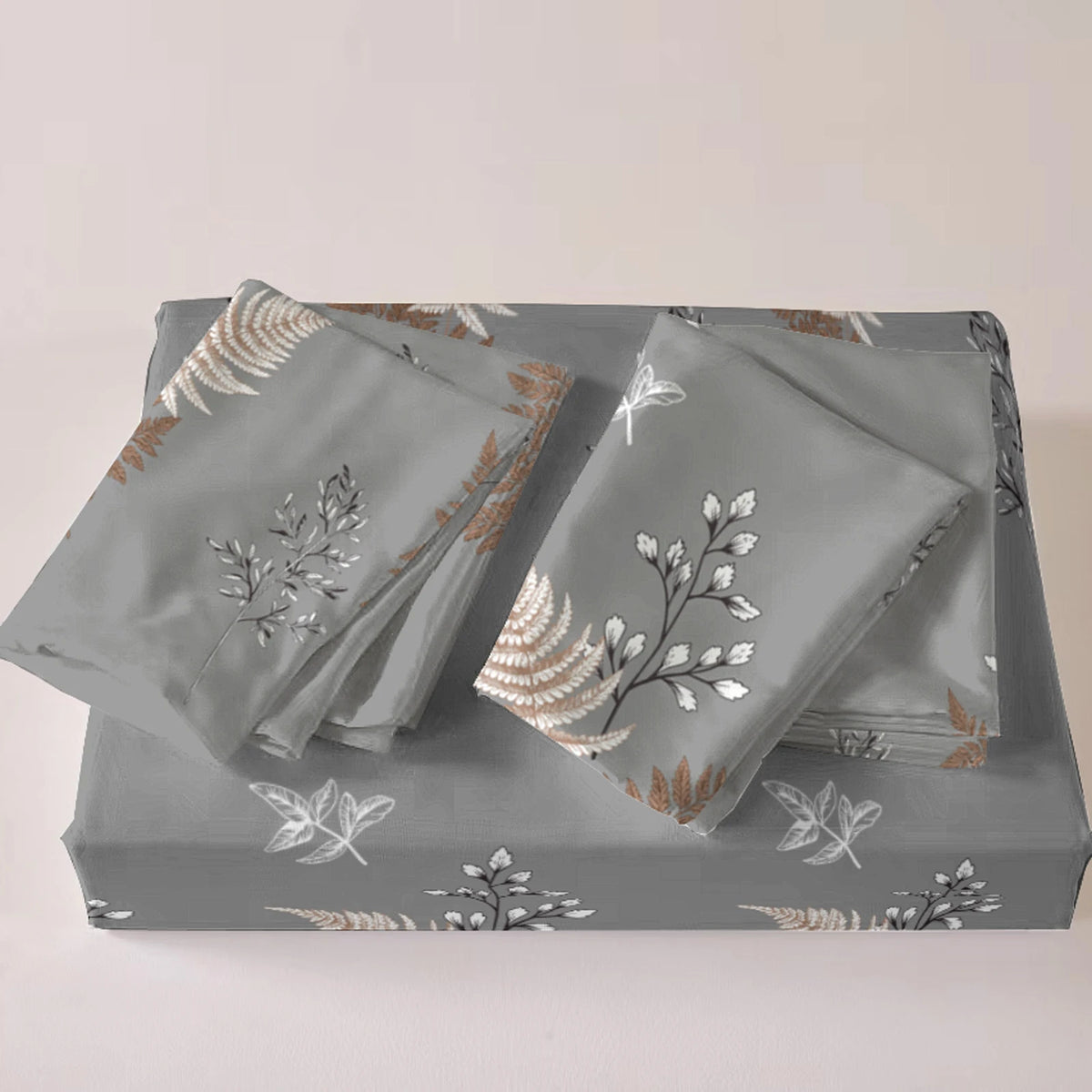 Botanical Leaf Print Duvet Cover Set with Pillowcases