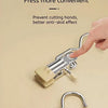 A hand is pressing a bump by surface feature on stainless steel clothespins to prevent cutting hands and improve anti-skid ef