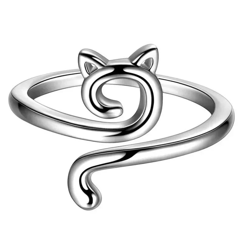 Anillo Guía de Lana con Forma de Gato Ajustable