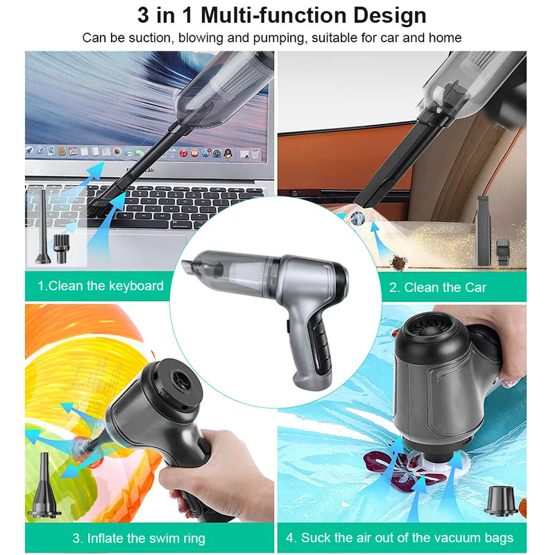 Portable Wireless Car Vacuum Cleaner with Blower Function