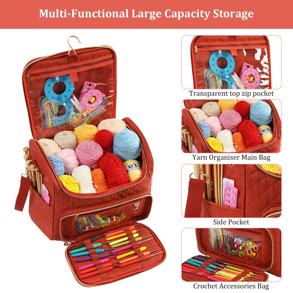 Portable Yarn Storage & Crochet Organizer Bag