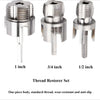 Thread Restorer Set showing 1 inch, 3/4 inch, and 1/2 inch pipe thread repair tools.