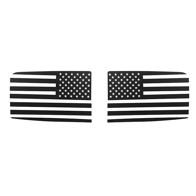 American flag design featuring black and white stripes and stars for vehicle trim.
