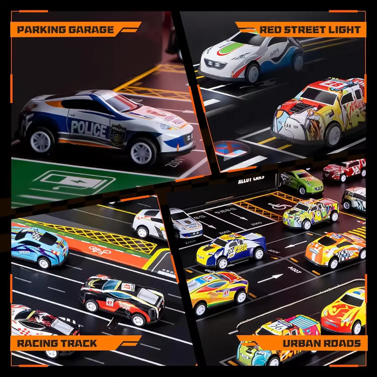 48-Piece Die-Cast Racing Car Set with Storage Case