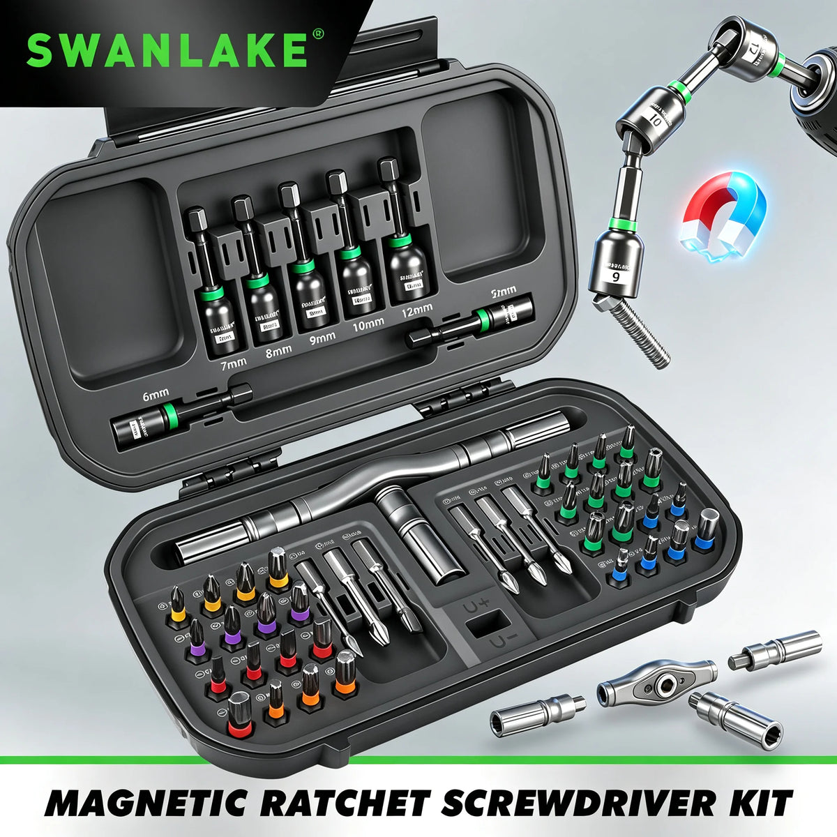 46-in-1 Magnetic Ratchet Screwdriver Set with Case