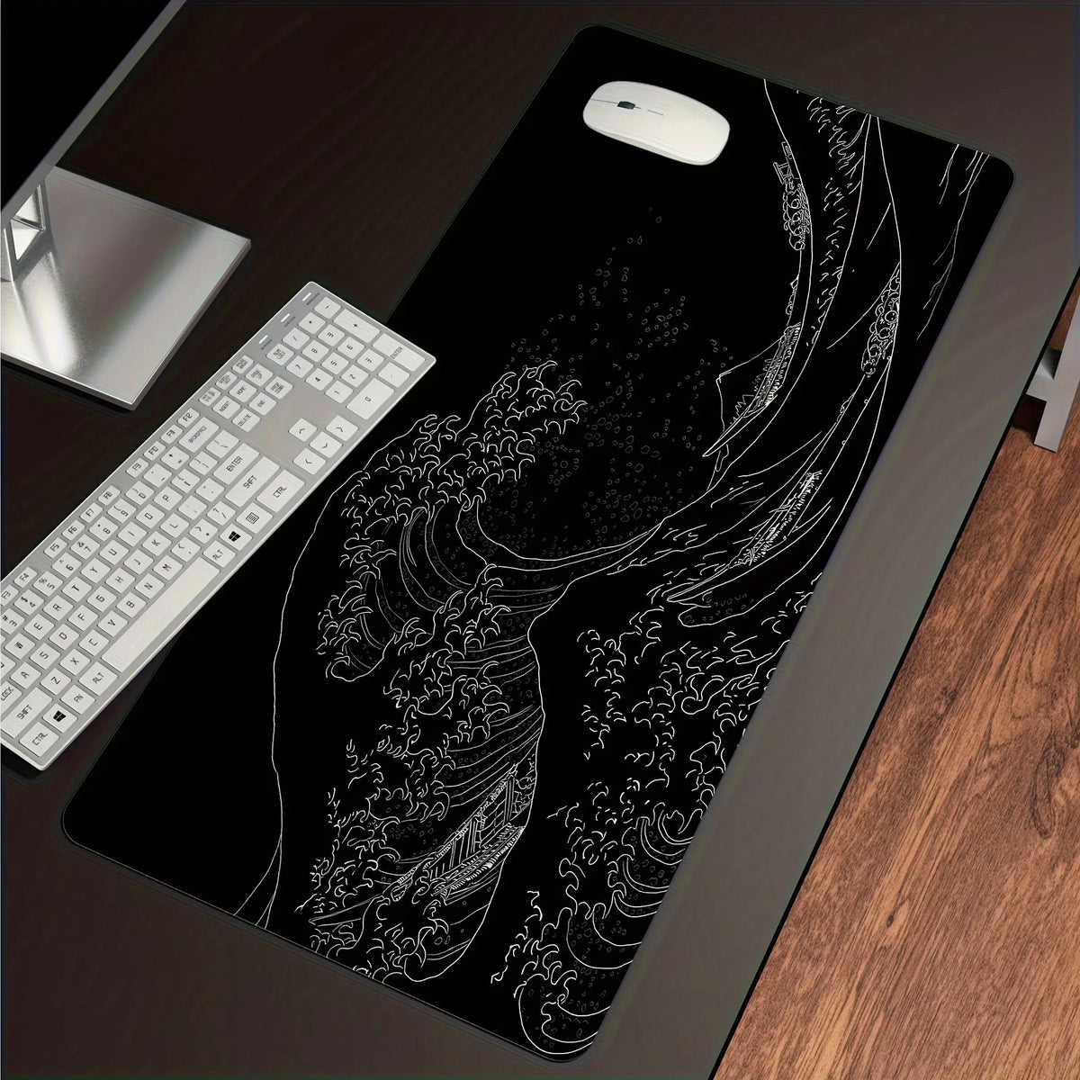 Extended Desk Mouse Pad with Stitched Edges & Non-Slip Rubber Base