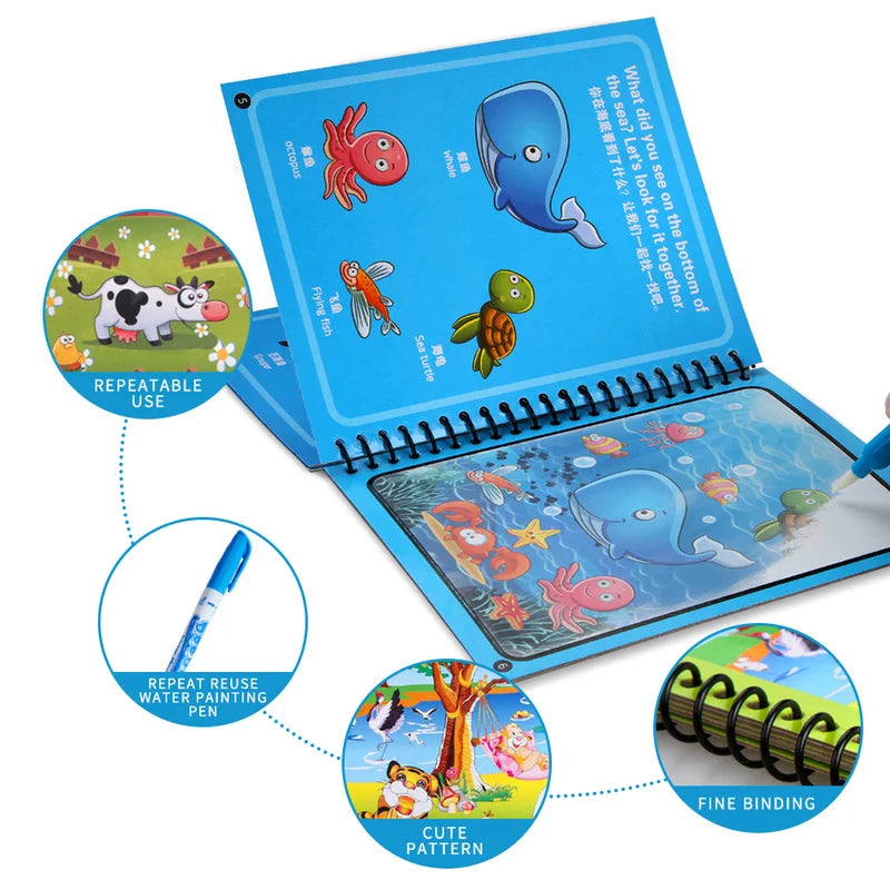 Reusable Magic Water Drawing Book for Kids
