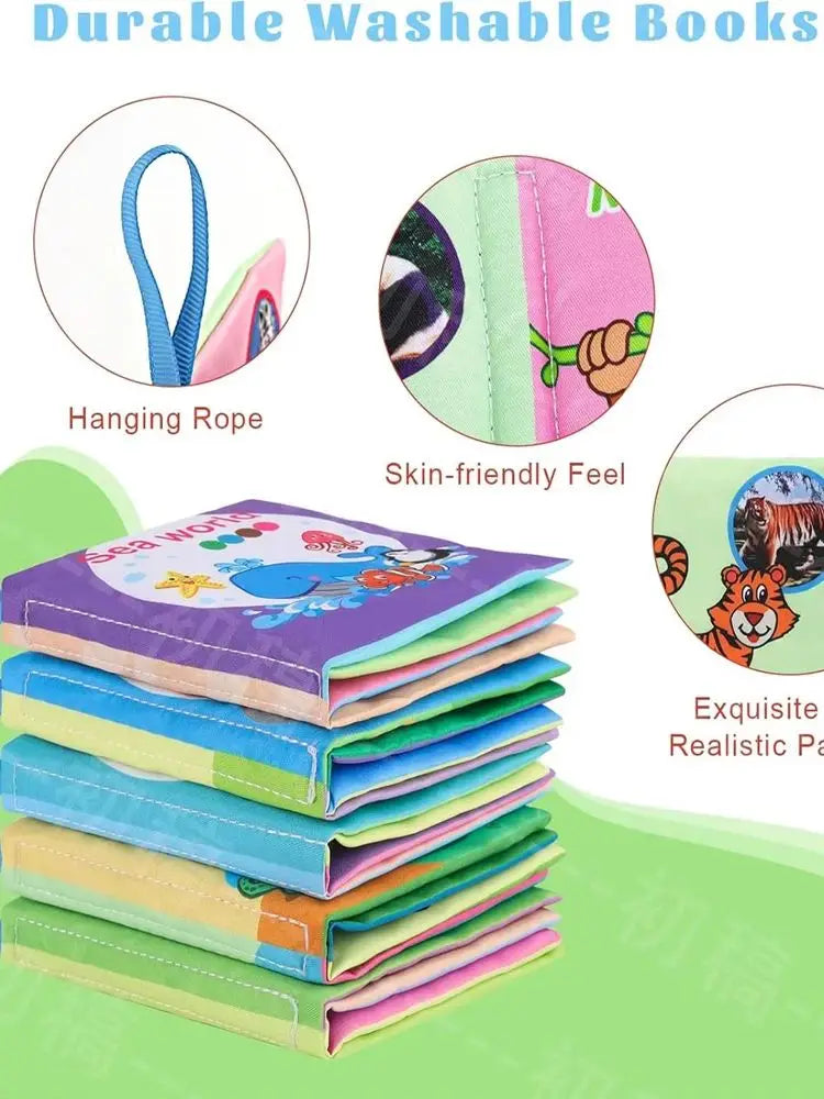 Sensory Cloth Books for Babies with Teether & Crinkle Pages