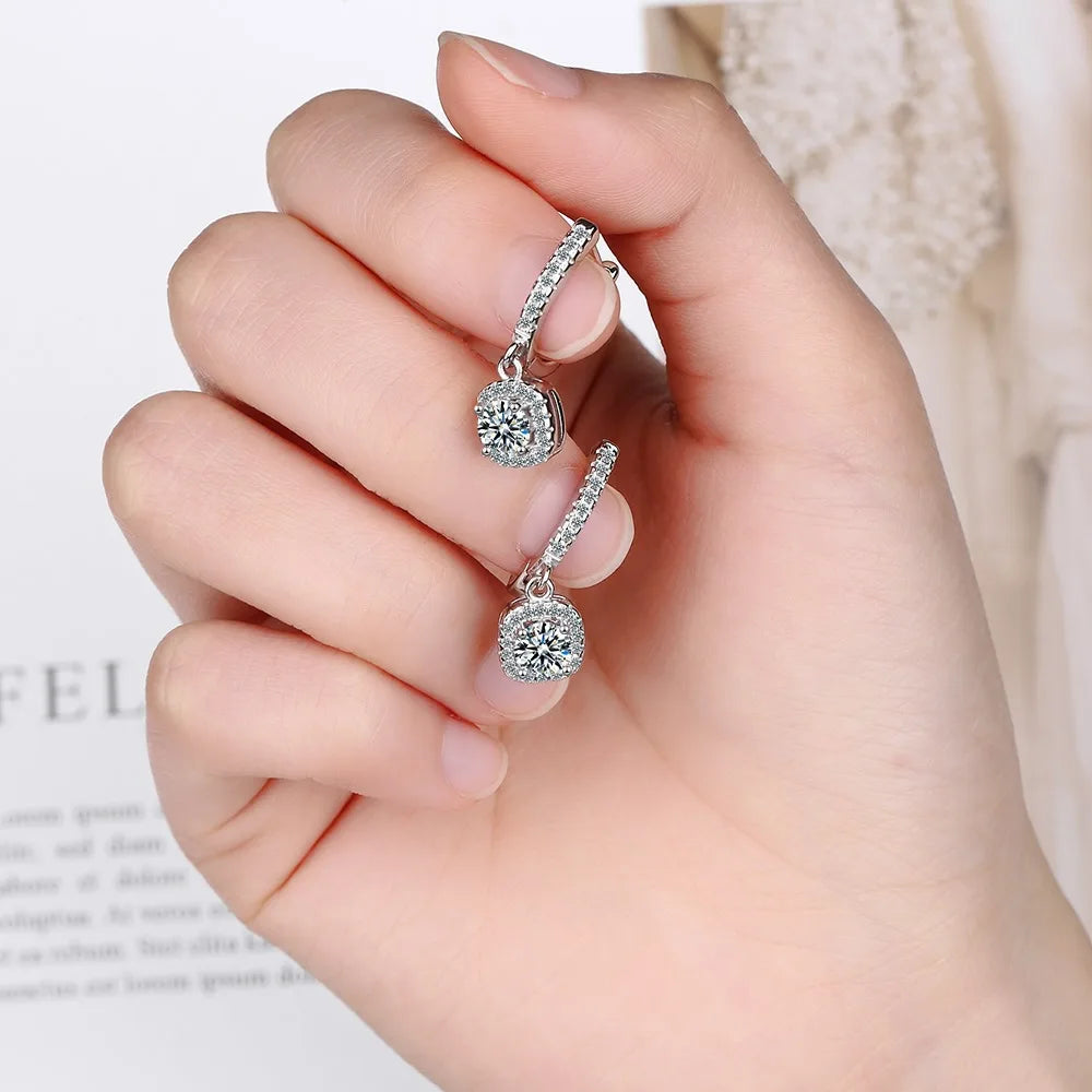 Boucles d'oreilles créoles Moissanite en Argent Sterling