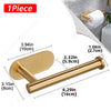 A brass adhesive stainless steel toilet paper holder with a flat bar and mounting plate.