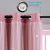 Pinkes Luxus-Doppelschicht-Abdunklungsvorhang mit sichtbarem Nano-Mute-Grommet oben.