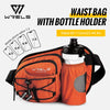 Orange Wrels Rucking waist bag with a bottle holder shown in a close-up view.
