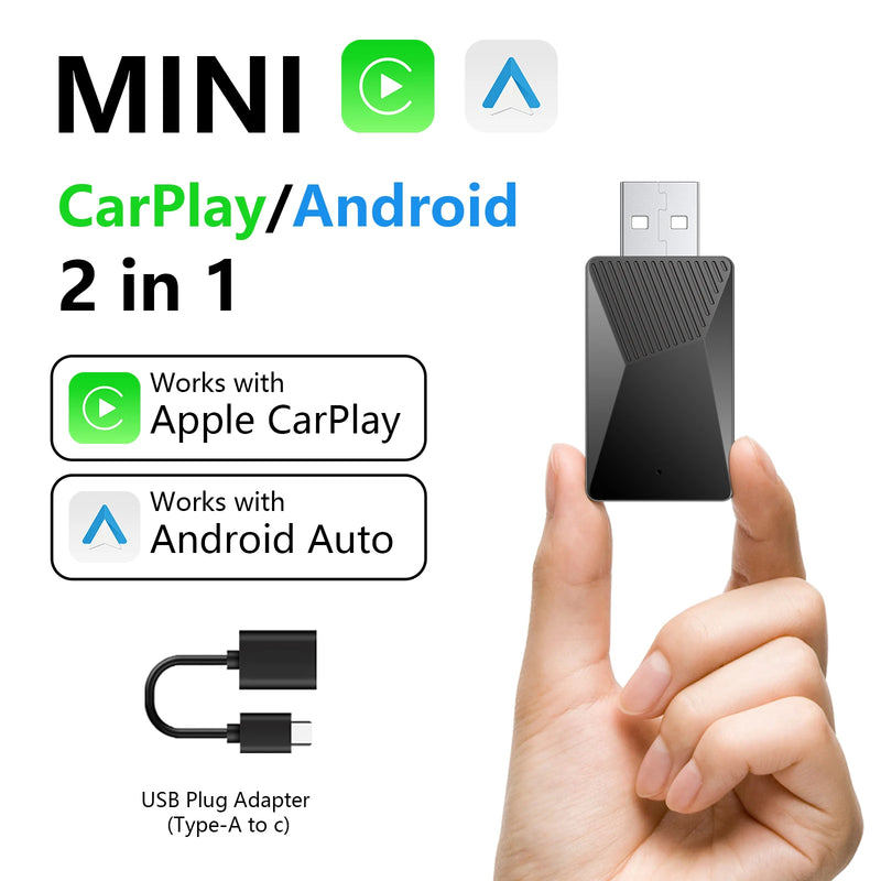 Adaptateur sans fil 2-en-1 pour CarPlay et Android Auto