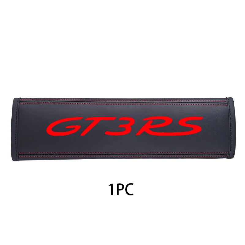 Black leather seat belt cover with red lettering GT3RS