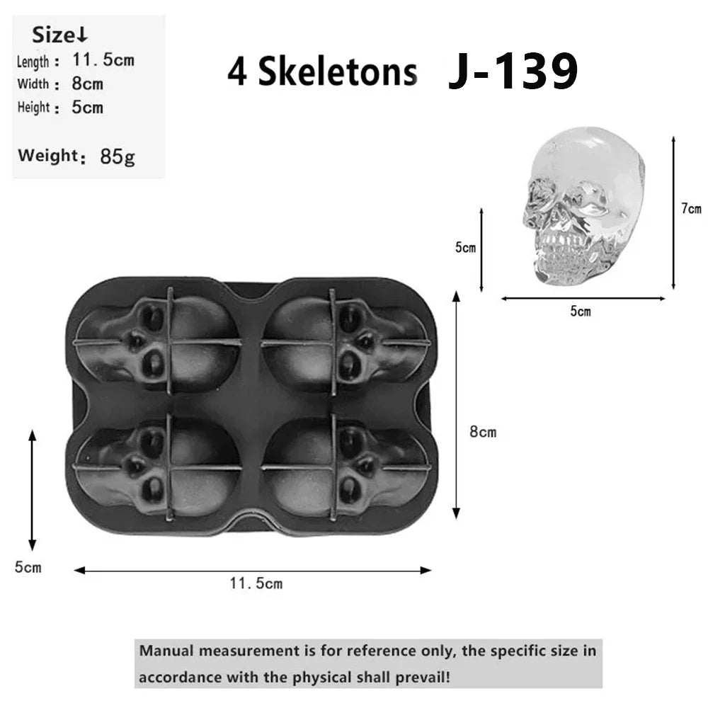 3D Skull & Diamond Ice Ball Mold – Silicone Tray for Whiskey & Cocktails