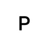 A black letter P on a white background.