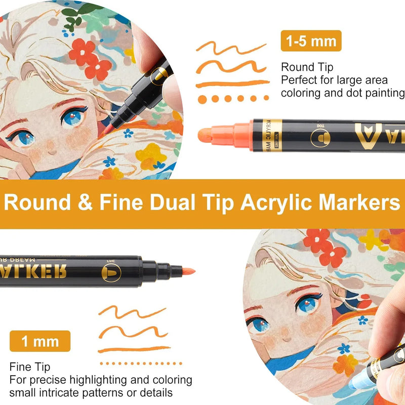 Dual-Tip Acrylic Markers