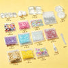A collection of colorful, translucent, and opaque stress relief squeeze balls in various sizes and colors packaged for DIY us