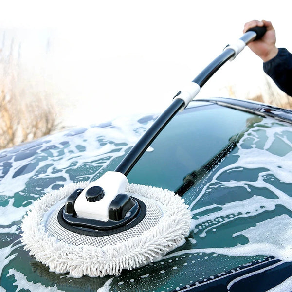 Telescopic Car Wash Brush with Rotating Chenille Head