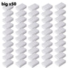 A set of fifty white melamine sponge cleaning erasers for multi-purpose scrubbing.