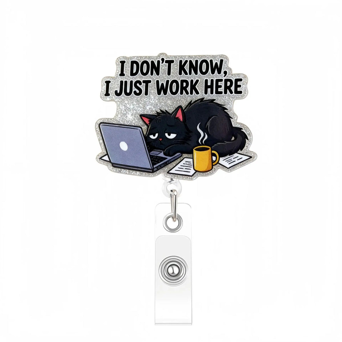 Cute Cat Acrylic ID Badge Reel with Retractable Clip