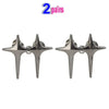 A pair of silver Y2K star waist tightener clips for jeans.
