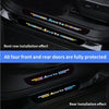 Demonstration of door sill protector strips showing installation effects on front and rear doors.