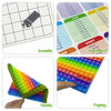 A set of colorful multiplication practice flashcards featuring erasable numbers and a waterproof set of popping cubes.