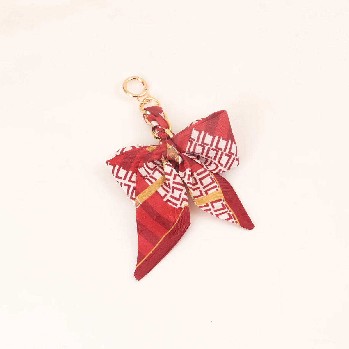 Chic Silk Bow Keychain with Ribbon Charm