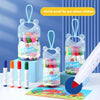 A set of 24 washable art markers for children displayed in clear, bear-shaped containers.