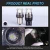 Product real photo showing CANBus LED bulbs for turn signal, parking, and reverse lights in various views.