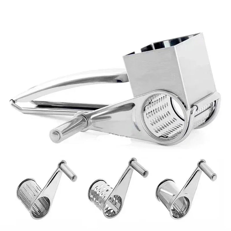 Manual Rotary Cheese Grater with Interchangeable Blades